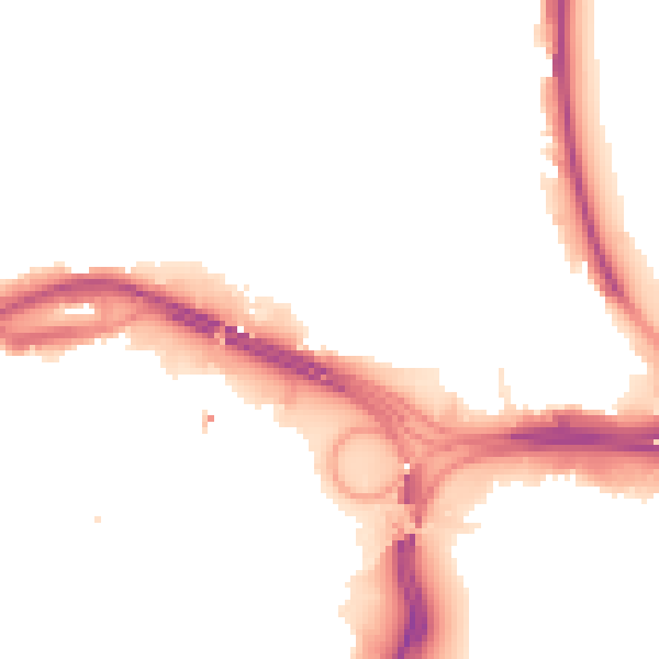 Night-time road noise heatmap for DE1 2BY