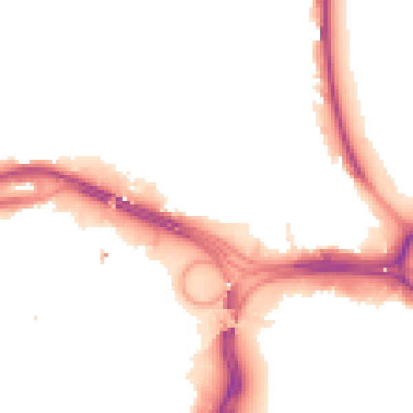 Night-time road noise heatmap for DE1 2DA