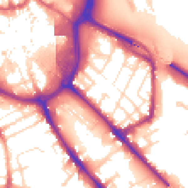 Daytime road noise heatmap for DE1 2DD