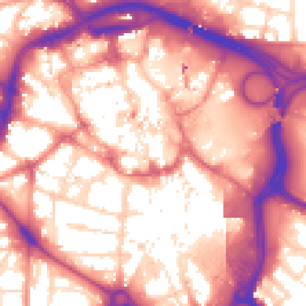 Daytime road noise heatmap for DE1 2DT