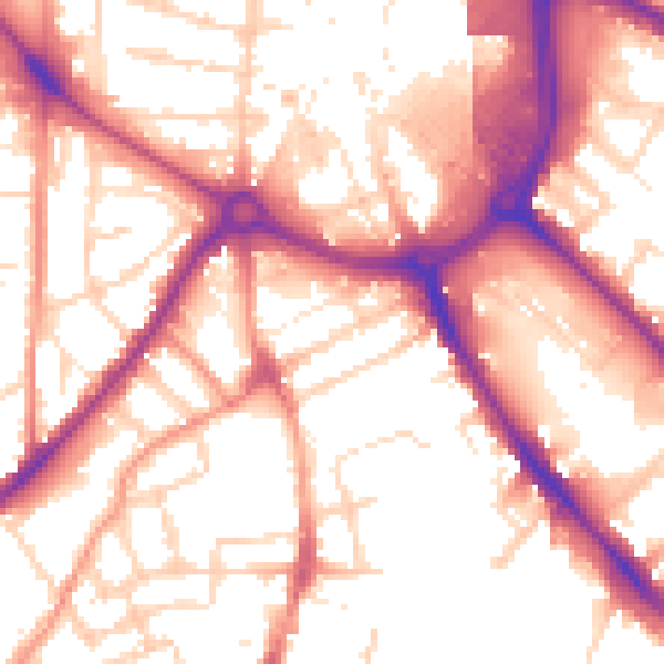 Daytime road noise heatmap for DE1 2GT