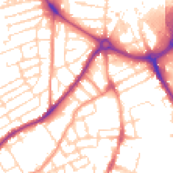 Daytime road noise heatmap for DE1 2HL