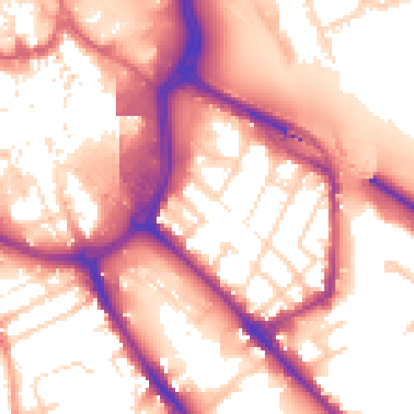 Daytime road noise heatmap for DE1 2LJ