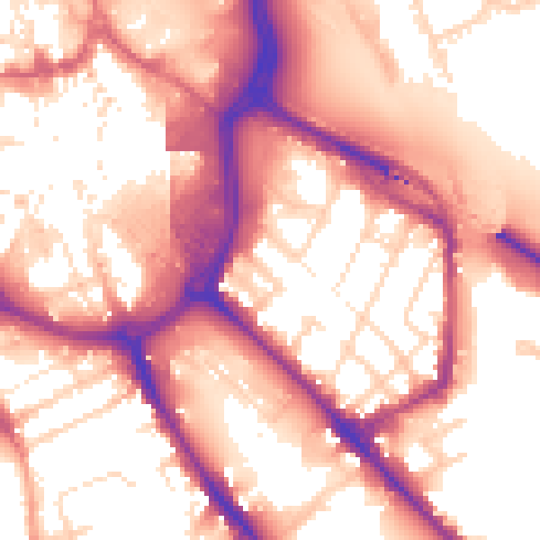Daytime road noise heatmap for DE1 2LL