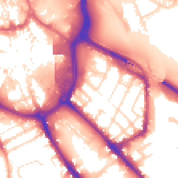Daytime road noise heatmap for DE1 2LN
