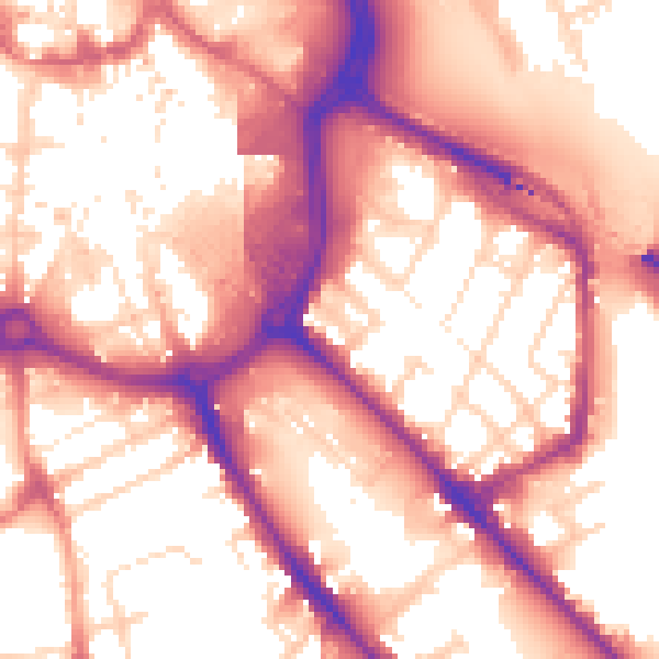 Daytime road noise heatmap for DE1 2QW