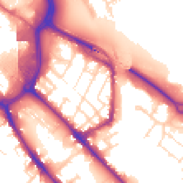 Daytime road noise heatmap for DE1 2RJ