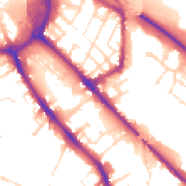 Daytime road noise heatmap for DE1 2TE