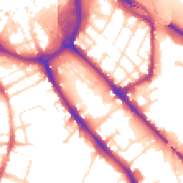 Daytime road noise heatmap for DE1 2UG