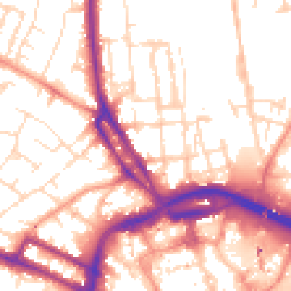 Daytime road noise heatmap for DE1 3BQ