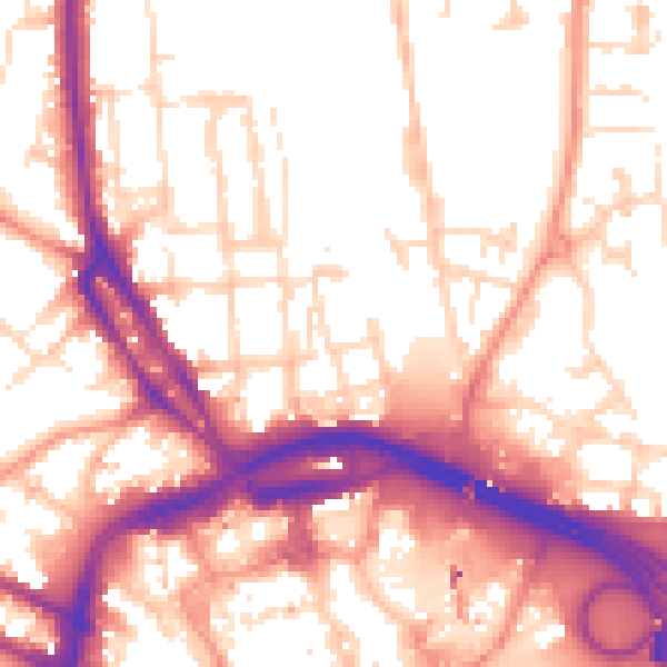 Daytime road noise heatmap for DE1 3BU