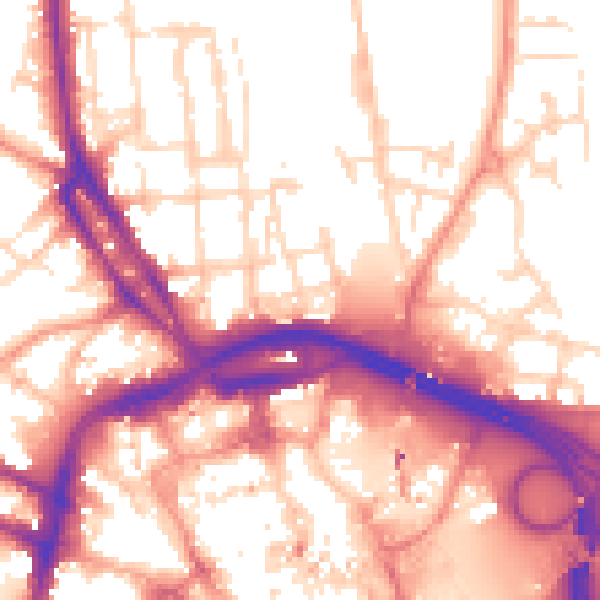 Daytime road noise heatmap for DE1 3BY