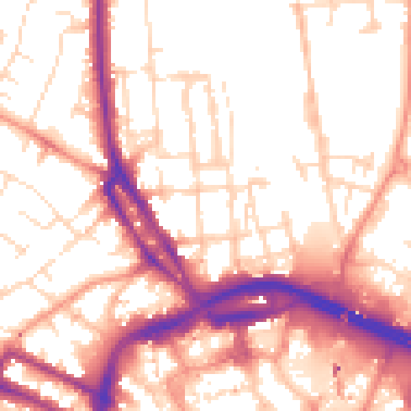 Daytime road noise heatmap for DE1 3ED