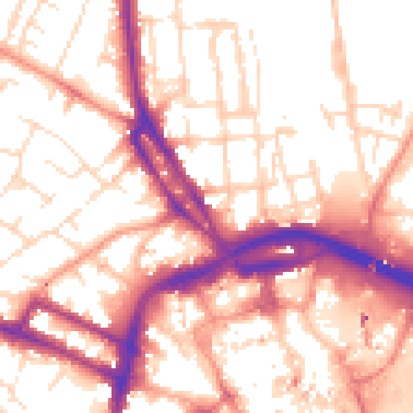 Daytime road noise heatmap for DE1 3FF