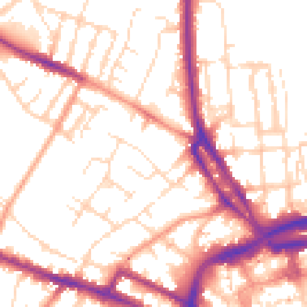 Daytime road noise heatmap for DE1 3HG