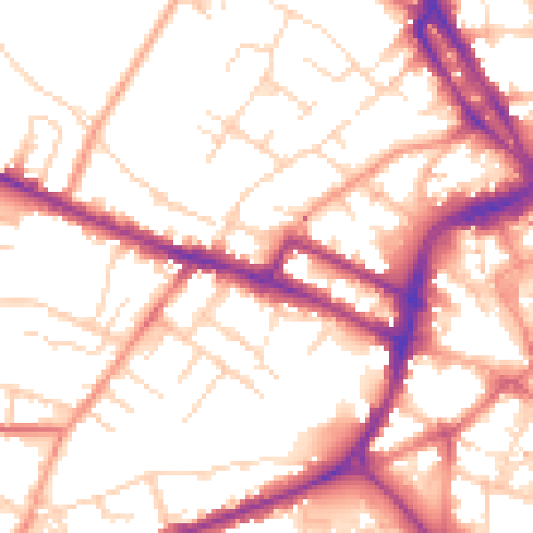 Daytime road noise heatmap for DE1 3HZ