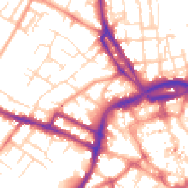 Daytime road noise heatmap for DE1 3LG