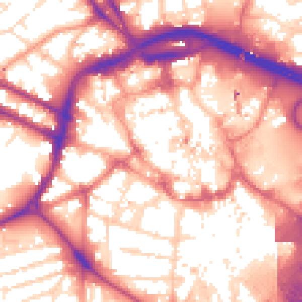 Daytime road noise heatmap for DE1 3NL