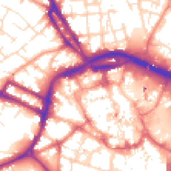 Daytime road noise heatmap for DE1 3PA