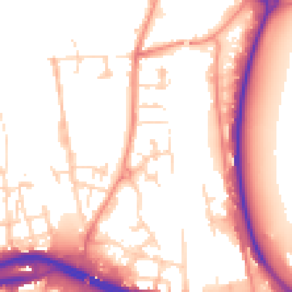 Daytime road noise heatmap for DE1 3QG