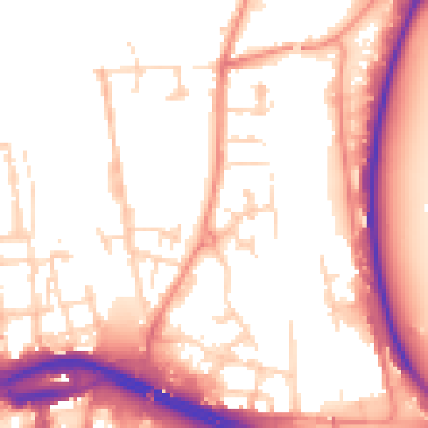 Daytime road noise heatmap for DE1 3QL