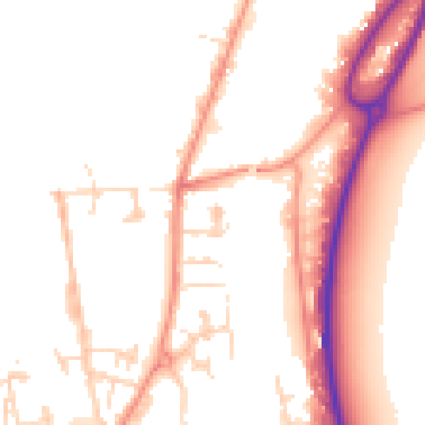 Daytime road noise heatmap for DE1 3RH