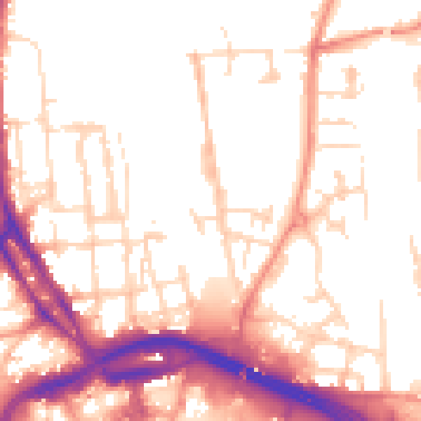 Daytime road noise heatmap for DE1 3RL