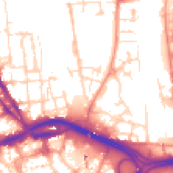 Daytime road noise heatmap for DE1 3RQ