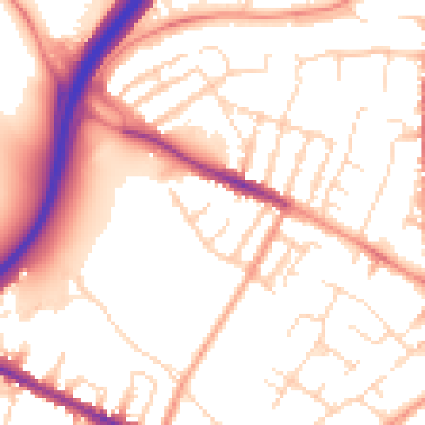 Daytime road noise heatmap for DE1 3SR