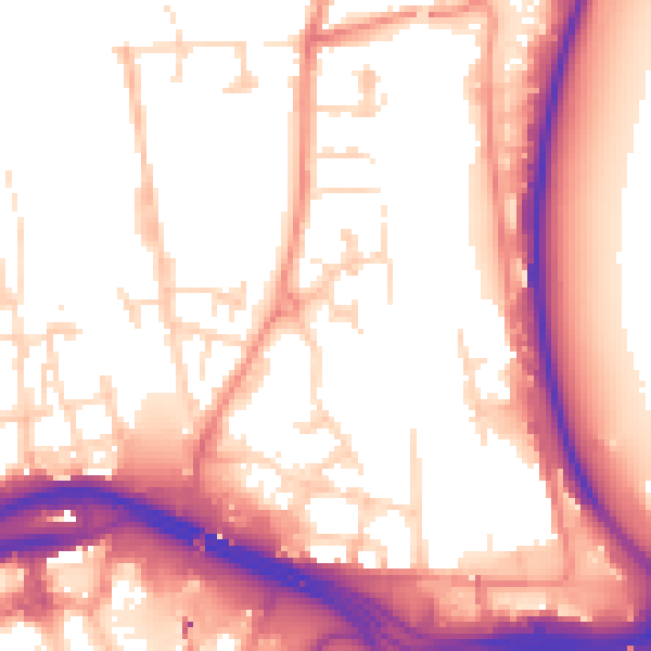 Daytime road noise heatmap for DE1 3TS