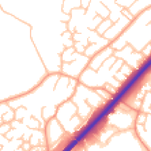 Daytime road noise heatmap for DE13 0DE