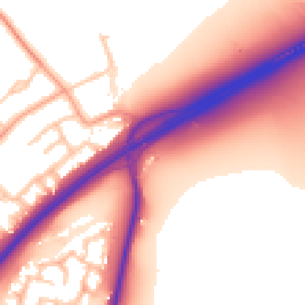 Daytime road noise heatmap for DE13 0DG