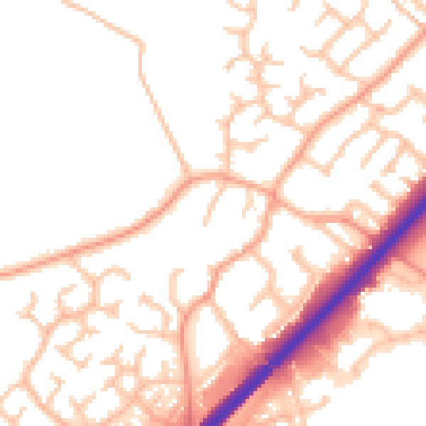 Daytime road noise heatmap for DE13 0EH