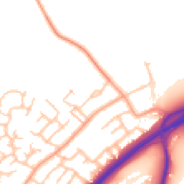 Daytime road noise heatmap for DE13 0JH