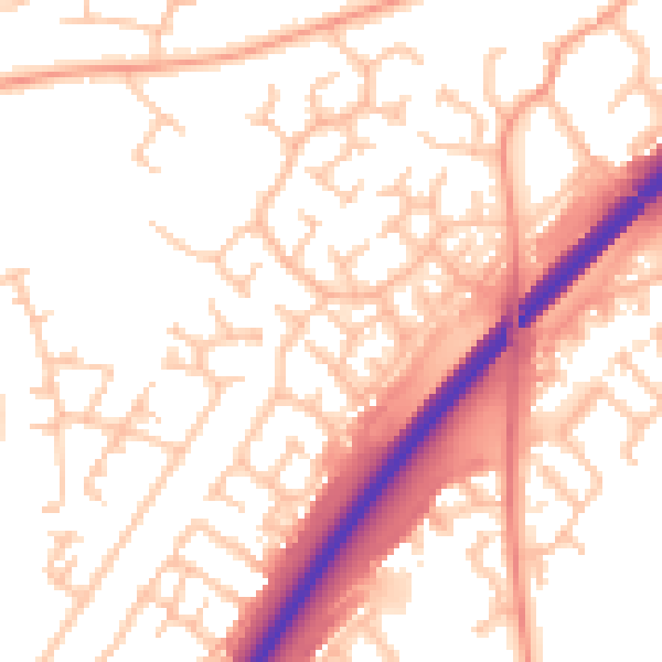 Daytime road noise heatmap for DE13 0JR
