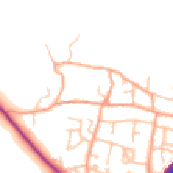 Daytime road noise heatmap for DE13 7BE