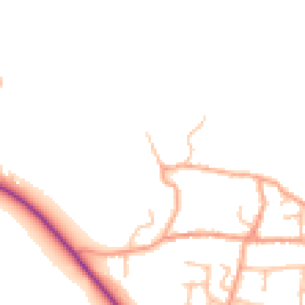 Daytime road noise heatmap for DE13 7BY