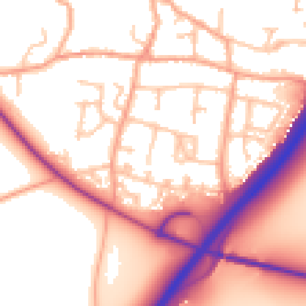 Daytime road noise heatmap for DE13 7ES