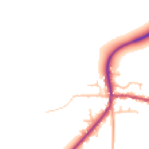 Daytime road noise heatmap for DE13 7JB