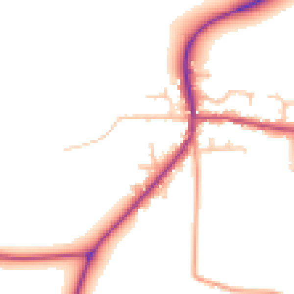 Daytime road noise heatmap for DE13 7JT