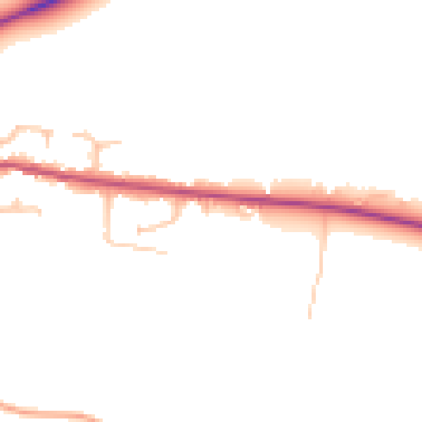 Daytime road noise heatmap for DE13 7JW