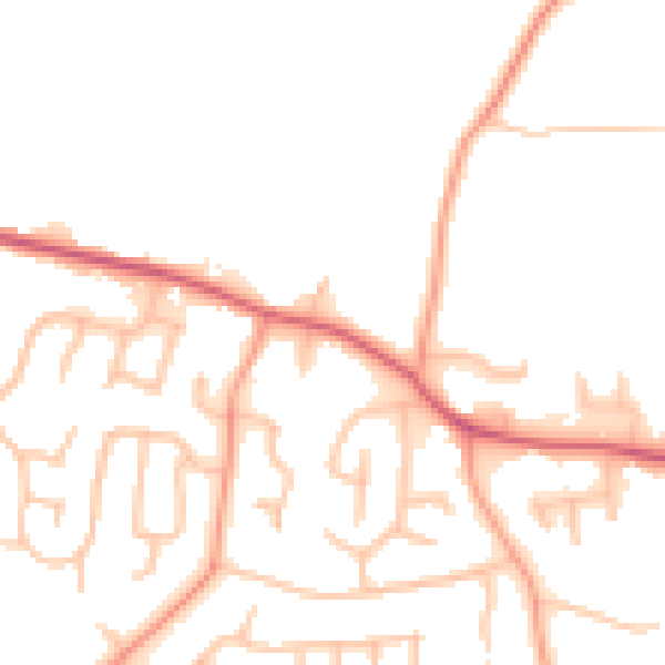 Daytime road noise heatmap for DE13 8BF