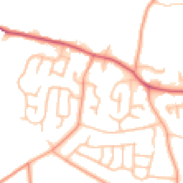 Daytime road noise heatmap for DE13 8JJ