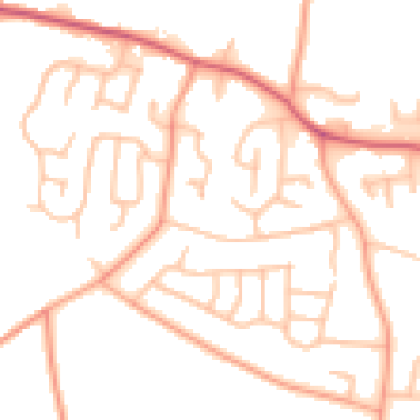Daytime road noise heatmap for DE13 8LT