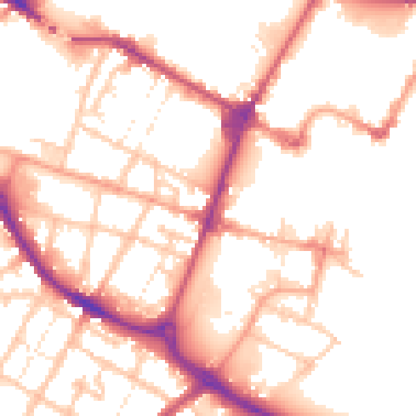 Daytime road noise heatmap for DE14 1AQ