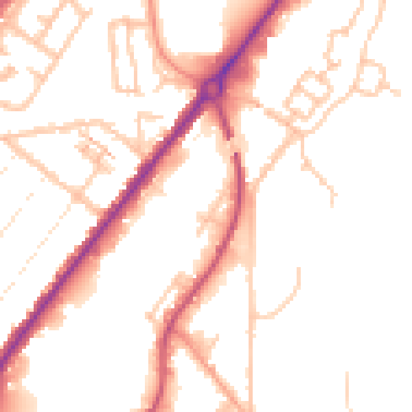 Daytime road noise heatmap for DE14 1DB