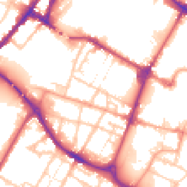 Daytime road noise heatmap for DE14 1EF