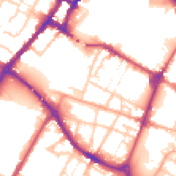 Daytime road noise heatmap for DE14 1ER
