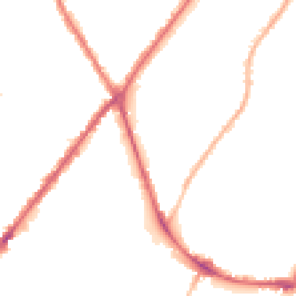 Night-time road noise heatmap for DE14 1QQ