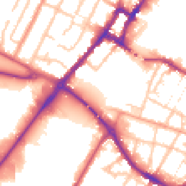 Daytime road noise heatmap for DE14 2DD